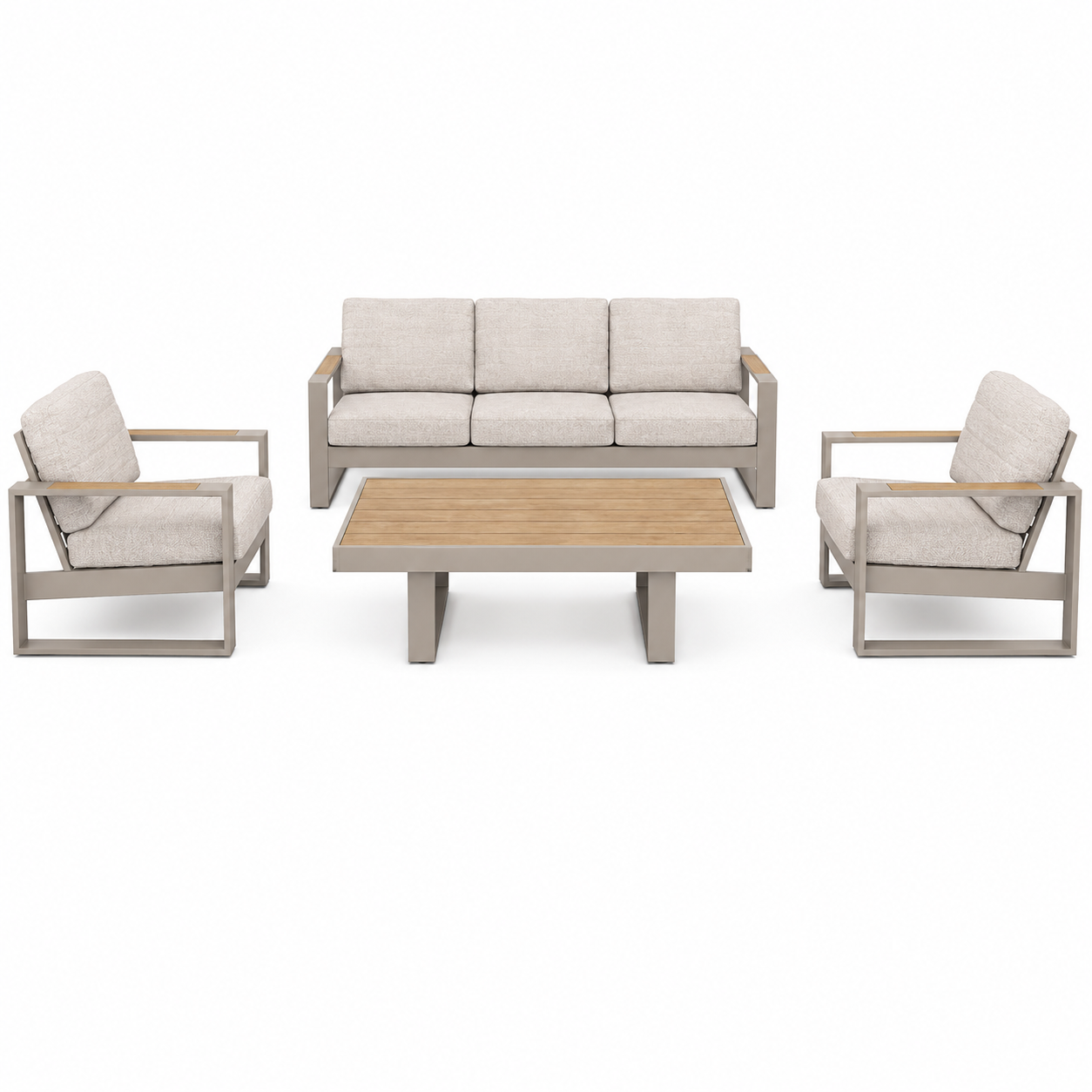 OUTDOOR ALUMINUM SET 3+1+1 WITH TABLE
