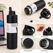 Active Stainless Steel Bottle with Straw 550 ml – Vacuum Insulated