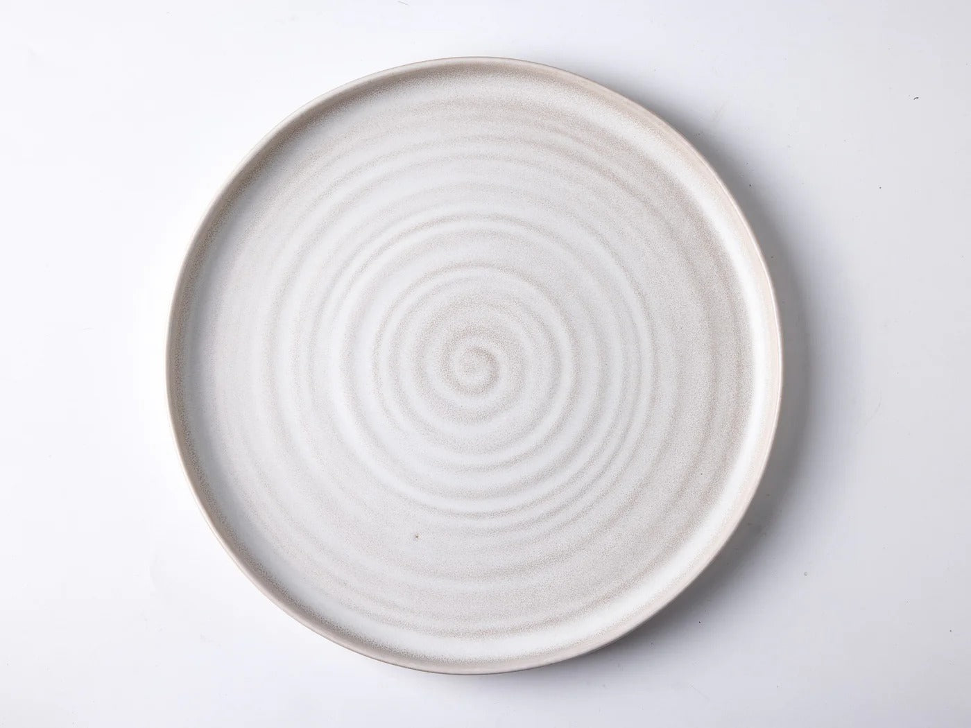 Sandy Spiral Dinner Plate, Glazed Pottery, 26.5 cm, Beach Beige