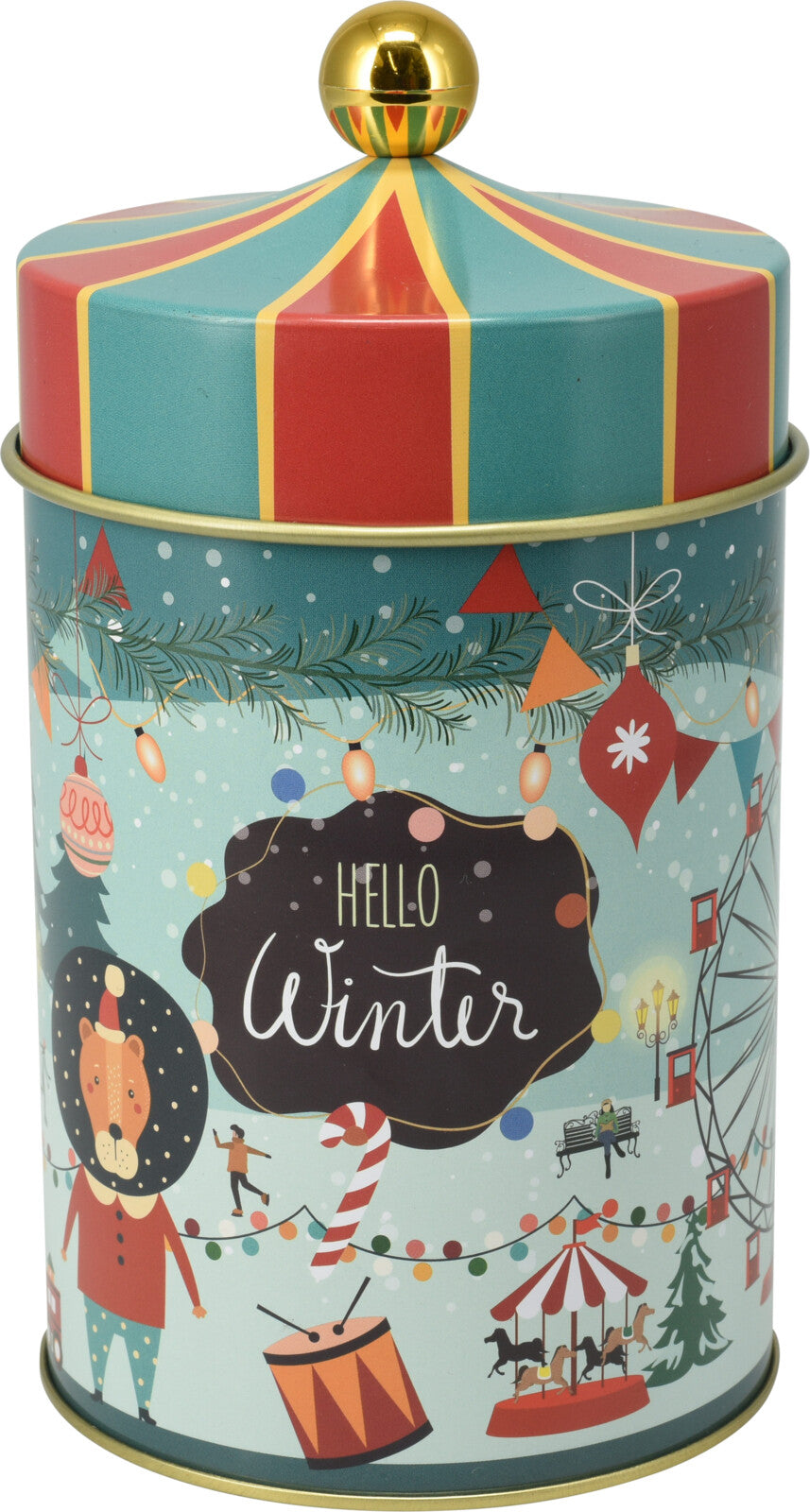 STORAGE TIN Christmas Decorative Metal Canister Ø10 x H18 cm