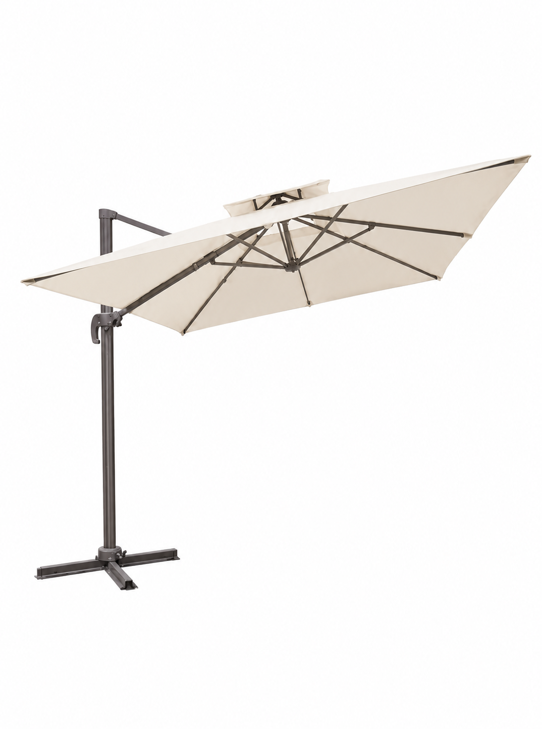 3×3m Cantilever Patio Umbrella – Aluminum Pole with Steel Ribs, Outdoor Garden Parasol