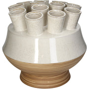 Vase Tube Stoneware White Modern Decorative Accent