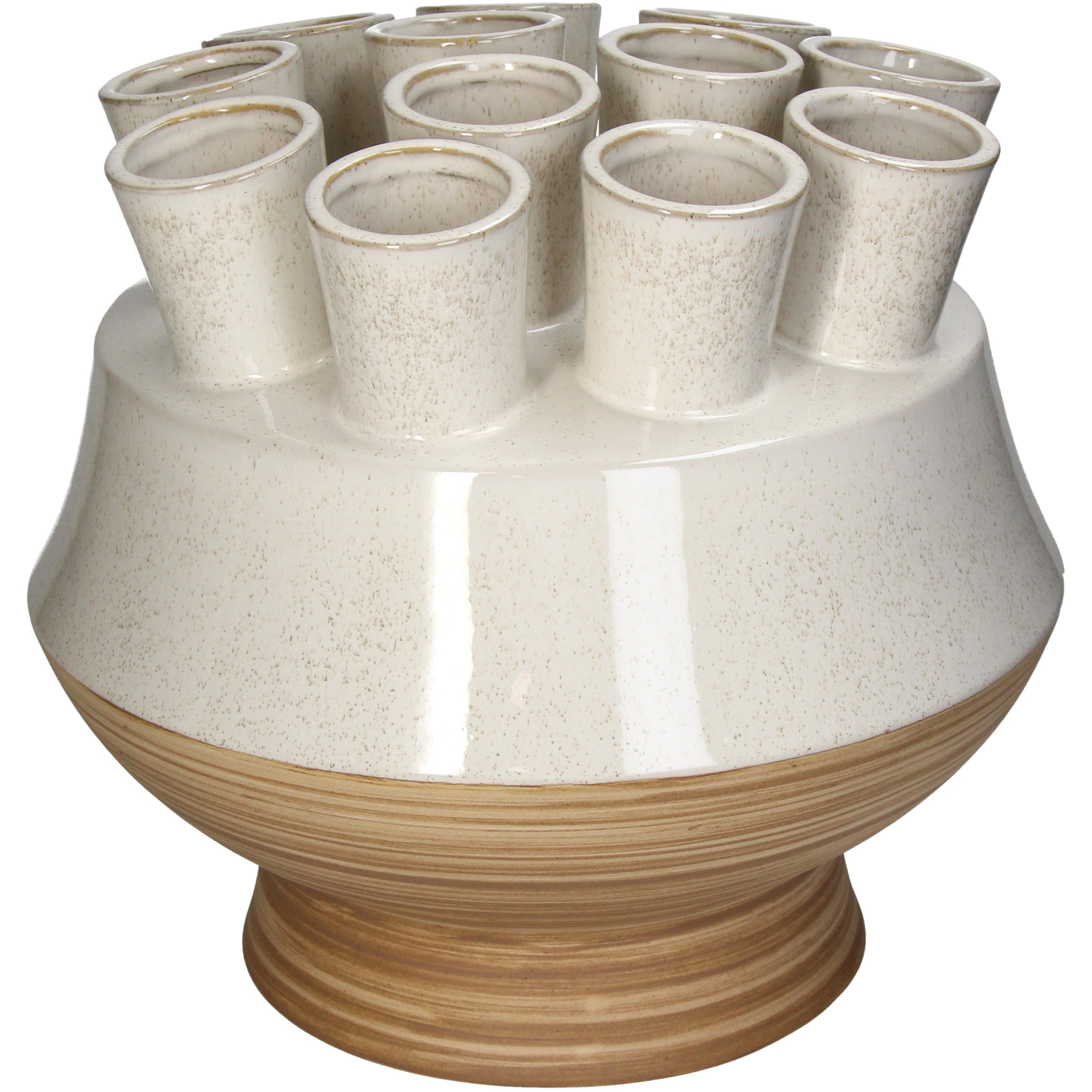 Vase Tube Stoneware White Modern Decorative Accent