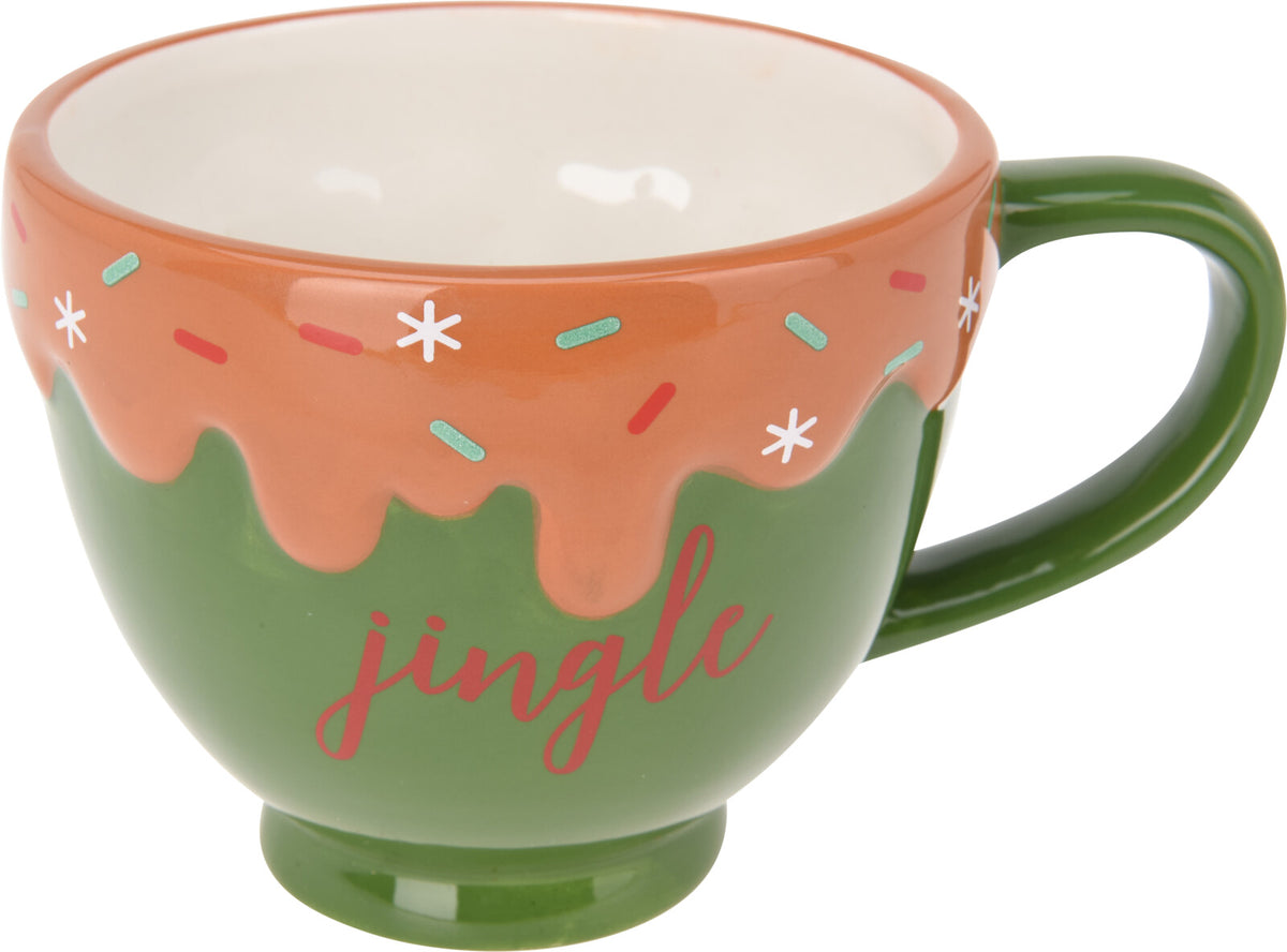 Mug with Christmas Text - Dolomite Holiday Mug, Festive Drip Design