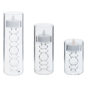 3 LED Candles "Lena" - Borosilicate Glass Stands D.6 x H.19 cm