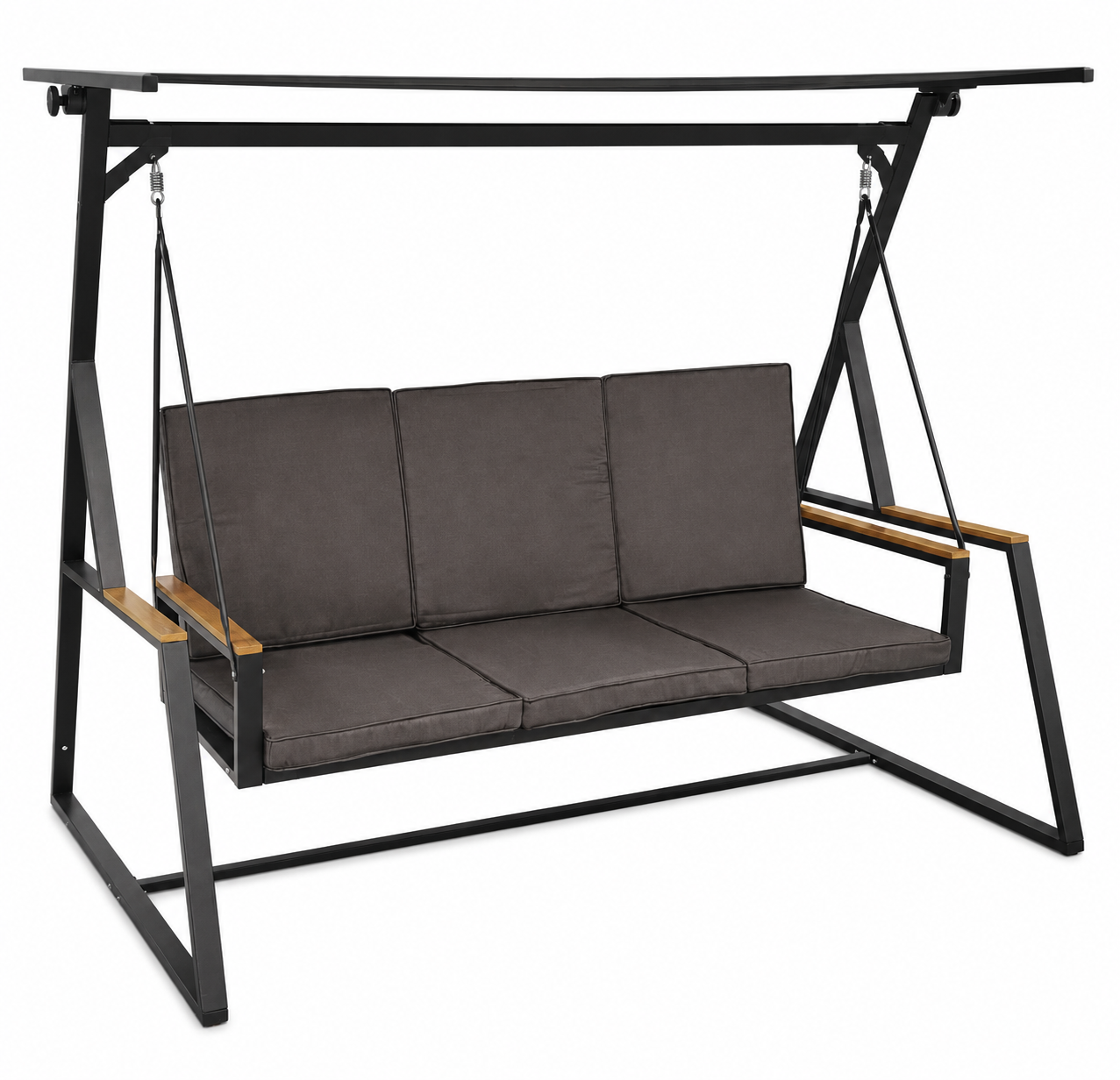 Modern Outdoor 3-Seater Swing Bench with Steel Frame – Garden Patio Hanging Sofa