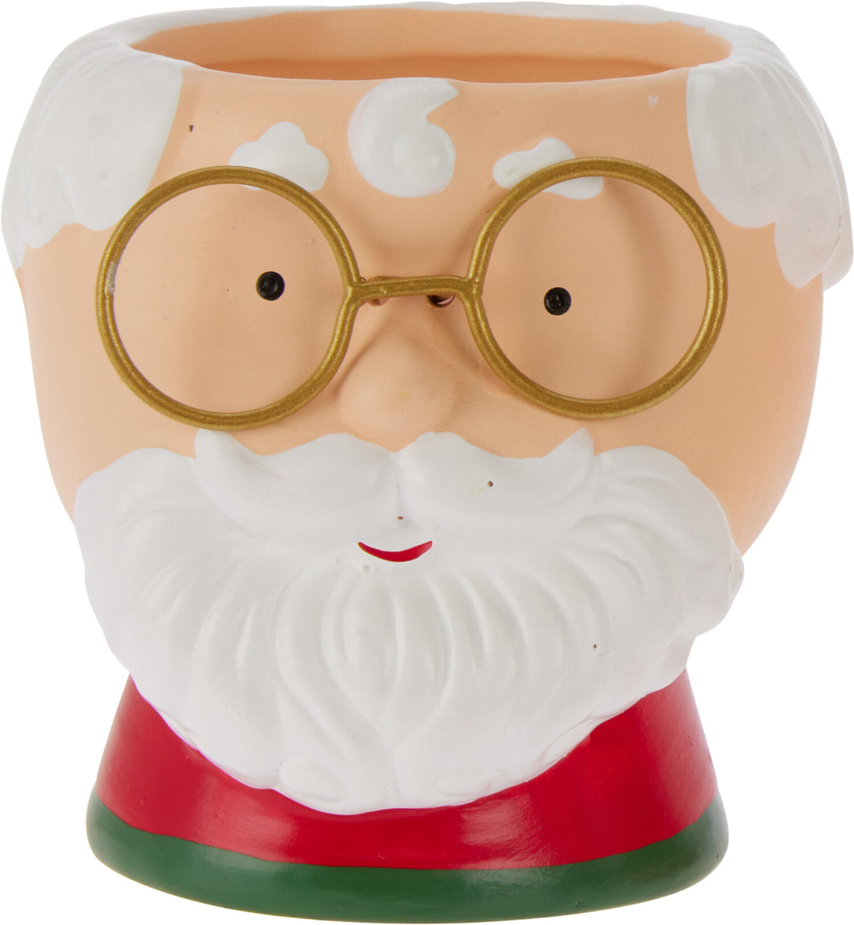 Santa Head Candle - Terracotta Decorative Santa Head, 9.2 x 8.5 x 8.8 cm
