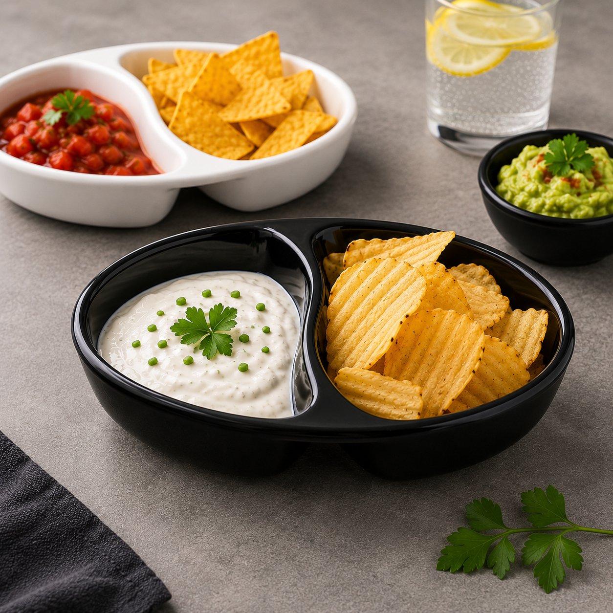 Melamine Chip & Dip Plate – 6.5 × 11 cm