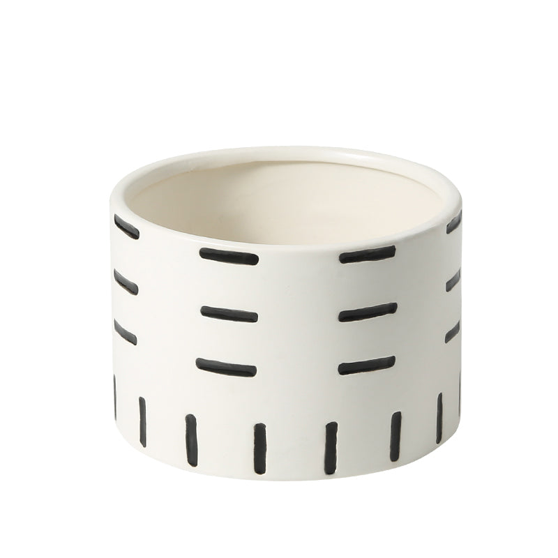 Black and White Decorative Flower Pot Modern Minimalist Ceramic Planter