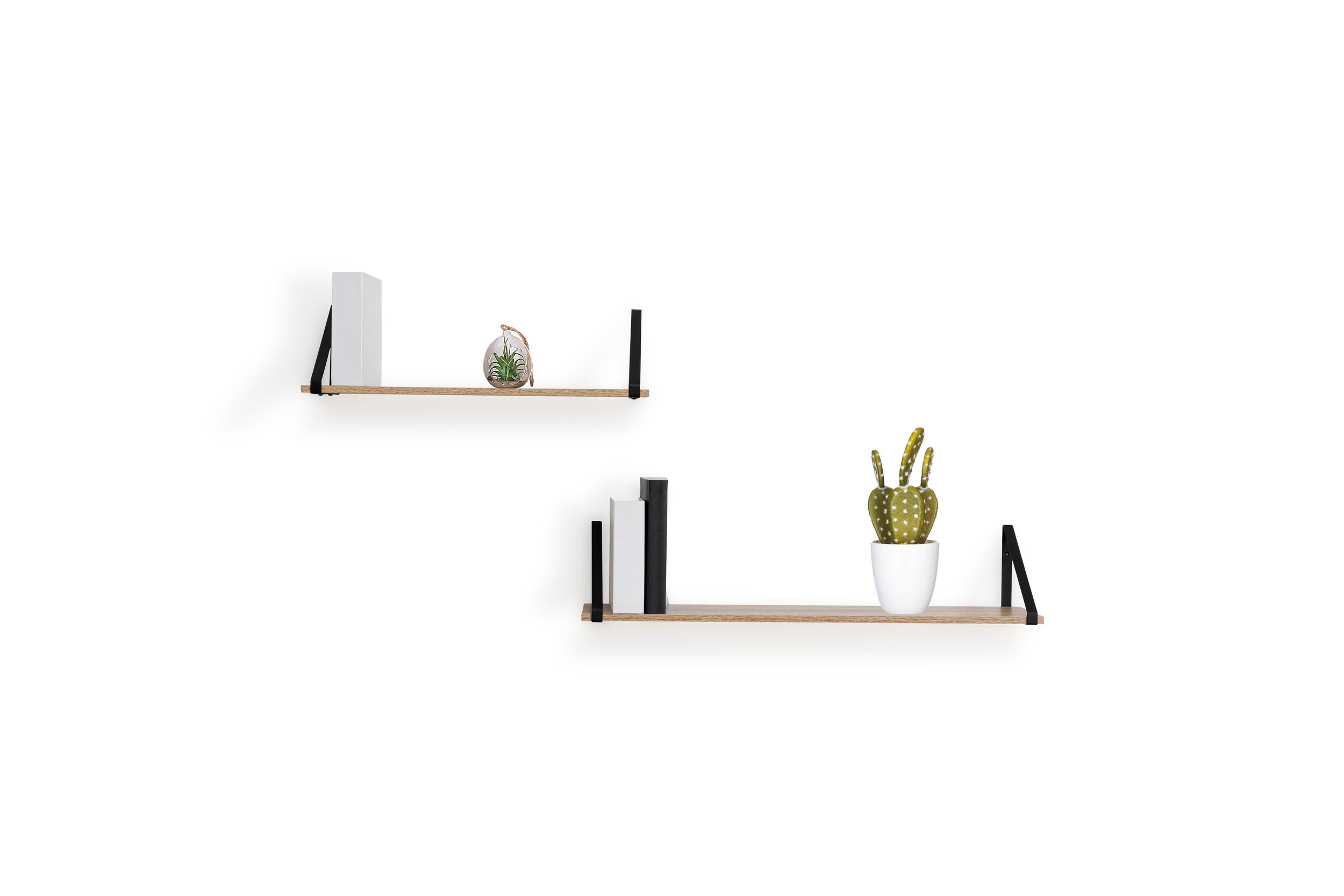 Rustic Floating Shelves with Triangular Metal Bracket