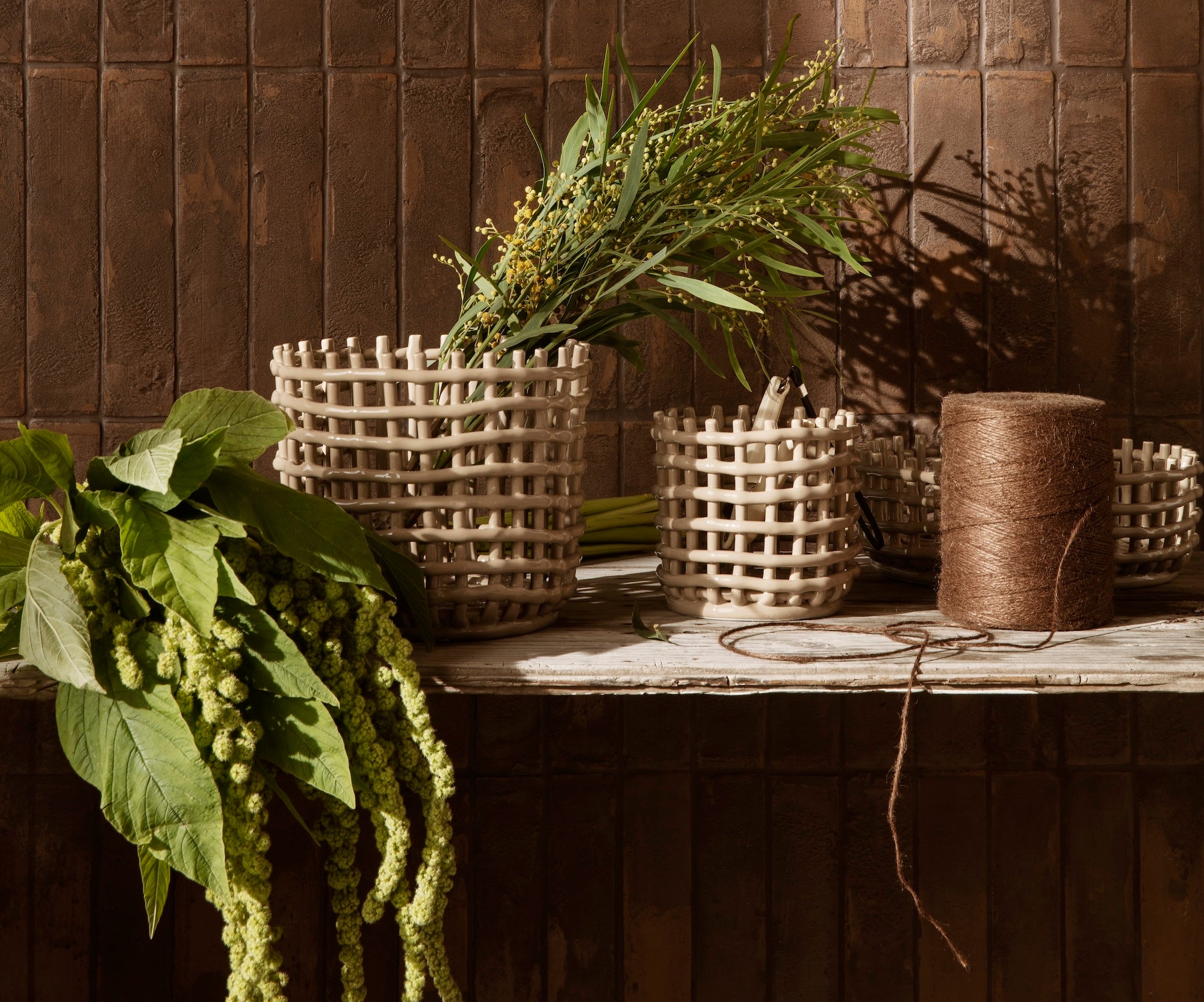 Basket Dolomite Ivory Ceramic Lattice D15–D16 x H13.5–14.5 cm