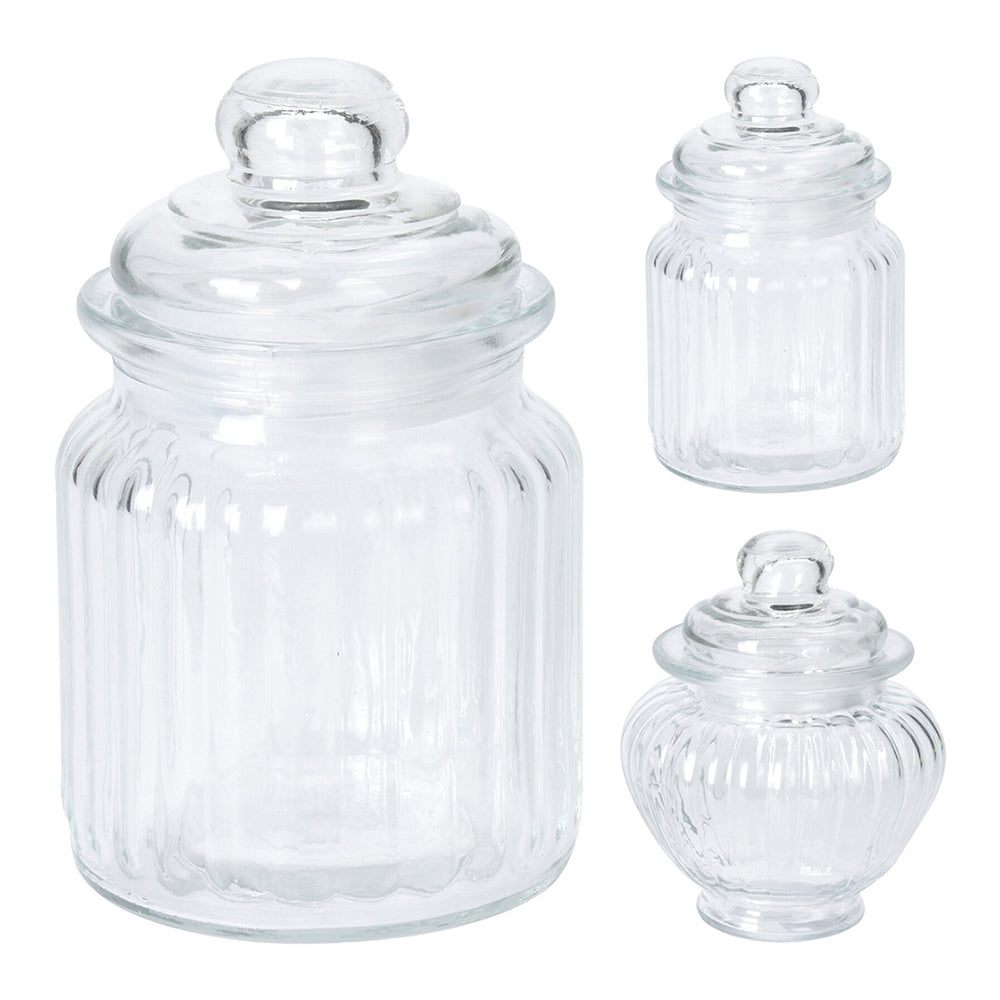 Storage Jar Glass - Transparent | 9.5X12.5 cm | Airtight Lid
