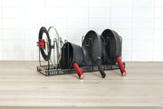 Extendable Rack for Pots and Pans – Steel Organizer, Rubberwood Handles