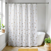 Shower Curtain Golden Feather Pattern Waterproof Polyester 180x200cm