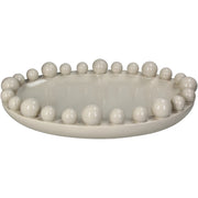Bowl Ball Stoneware Ivory Decorative Centerpiece Glazed Ceramic