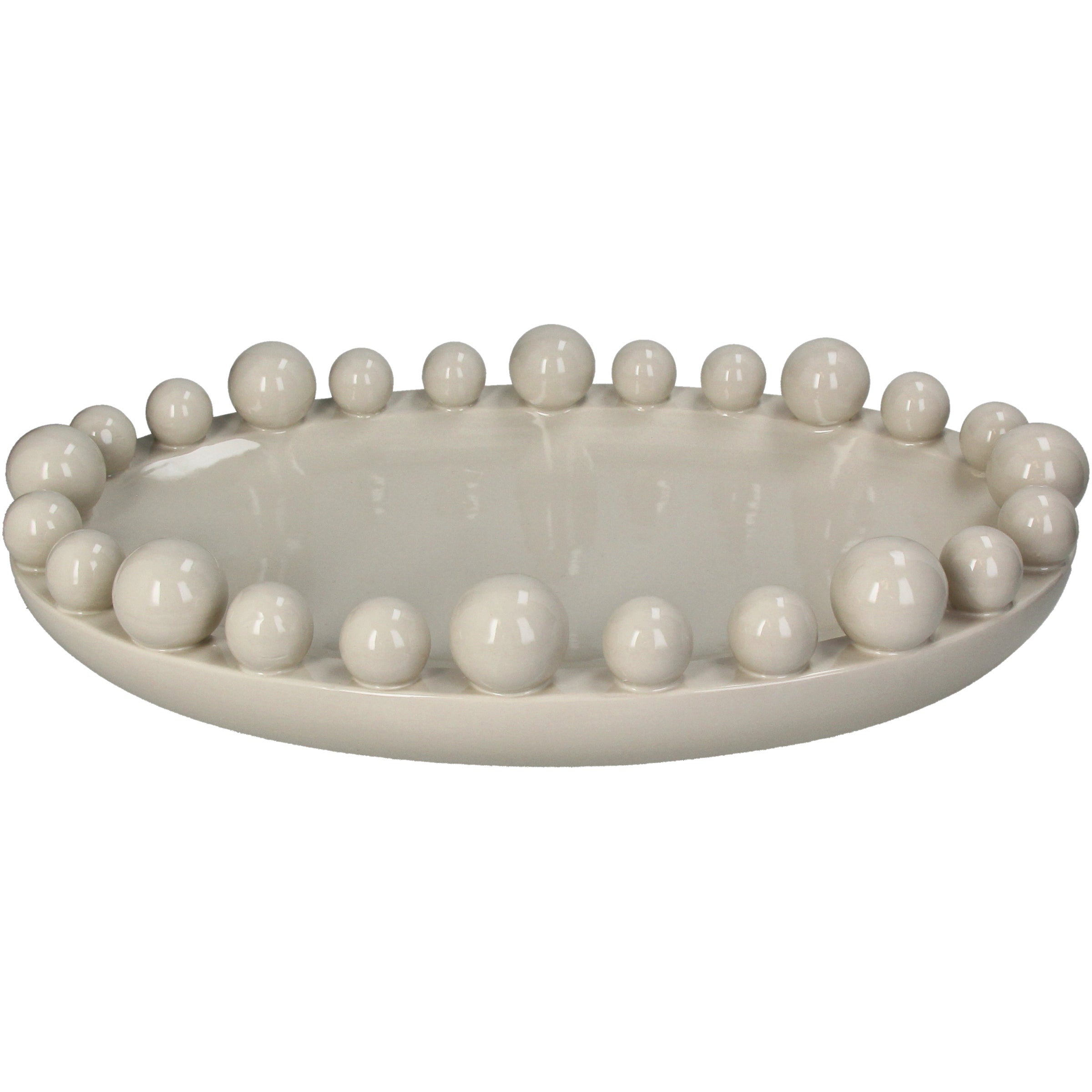 Bowl Ball Stoneware Ivory Decorative Centerpiece Glazed Ceramic