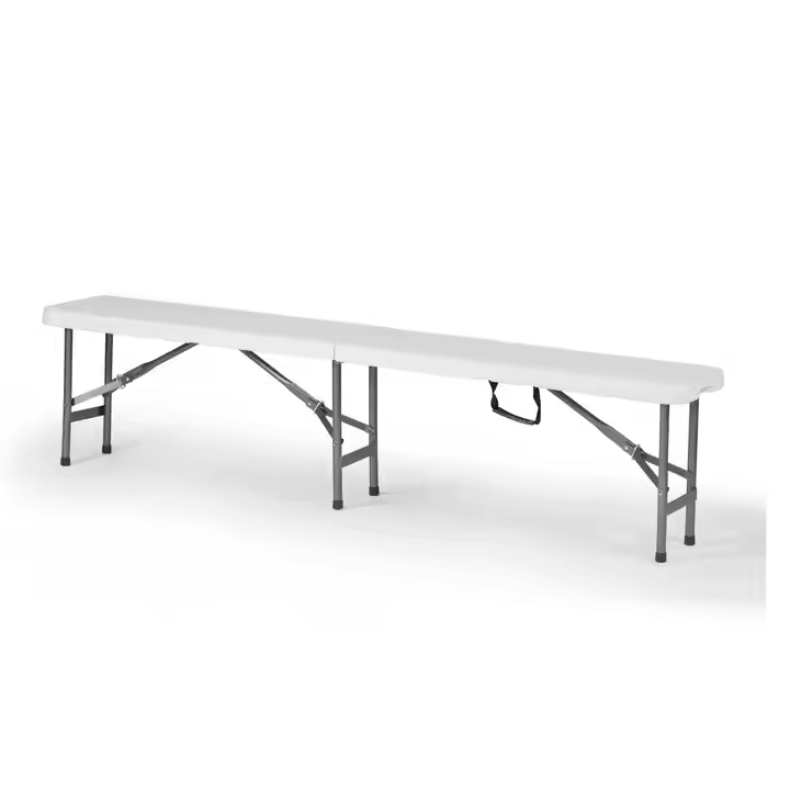 White Folding Bench, Heavy Duty Portable Outdoor Seating