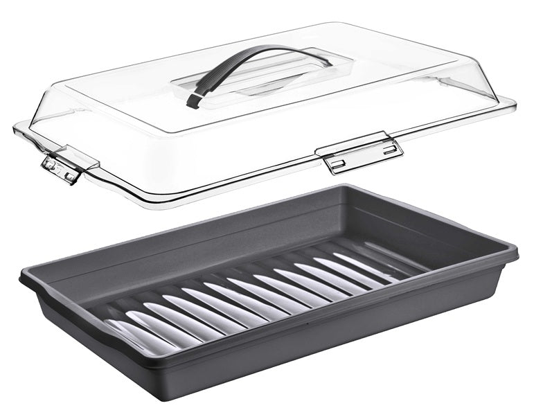 Rectangular Food Container Pink With Transparent Lid 43x29.5x10.5 cm