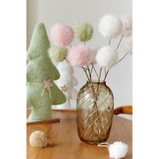 Spray on stem faux fur 3 fluffy bulbs - faux-fur pom-pom spray stem