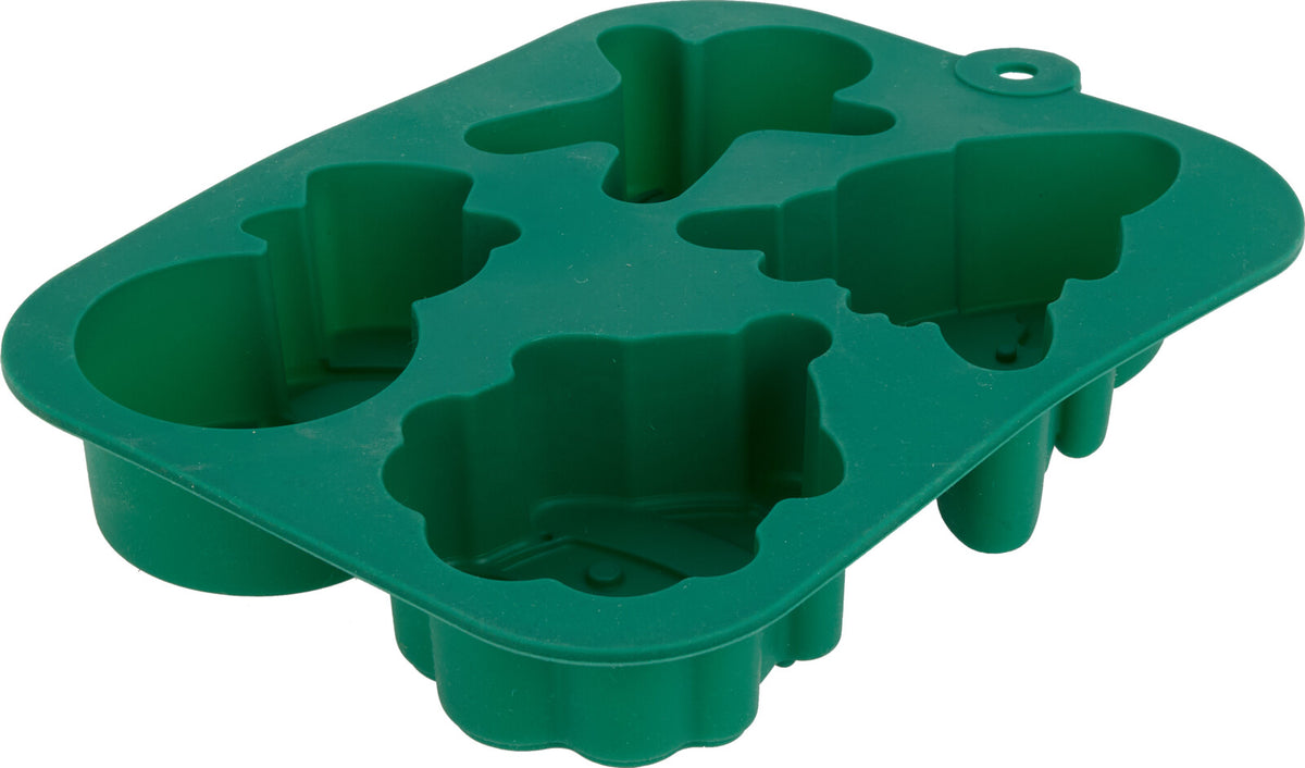 Cake Form Silicone Christmas 6-Cavity Baking Mold 25.5 x 16 x 3 cm