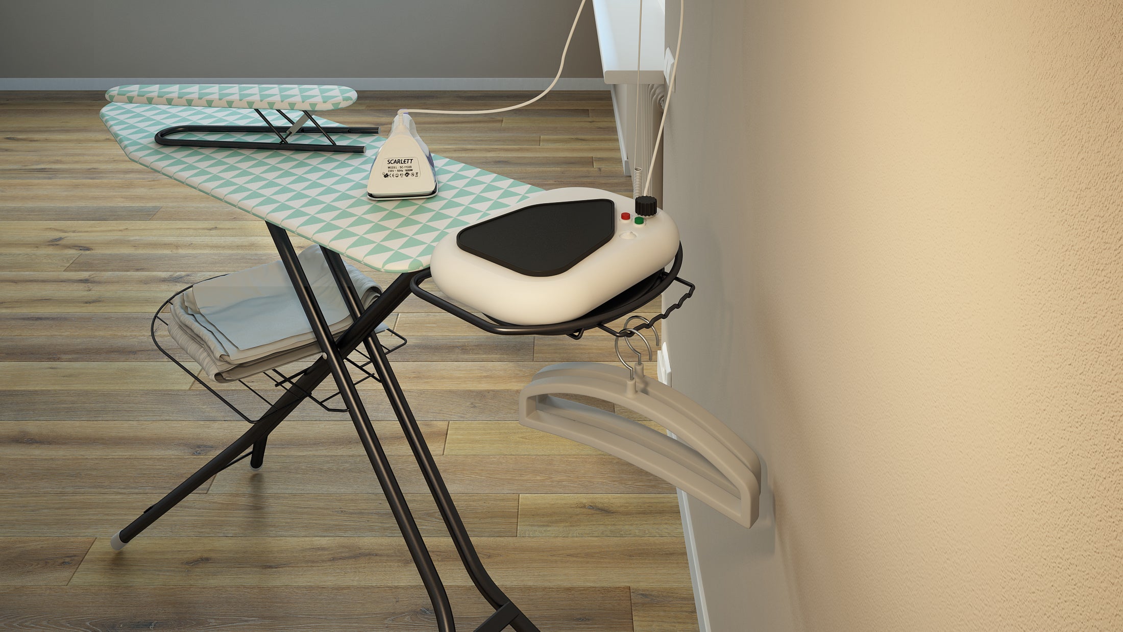 Ironing Board Acquario Extra Wide Metal Surface with Iron Stand and Shelf