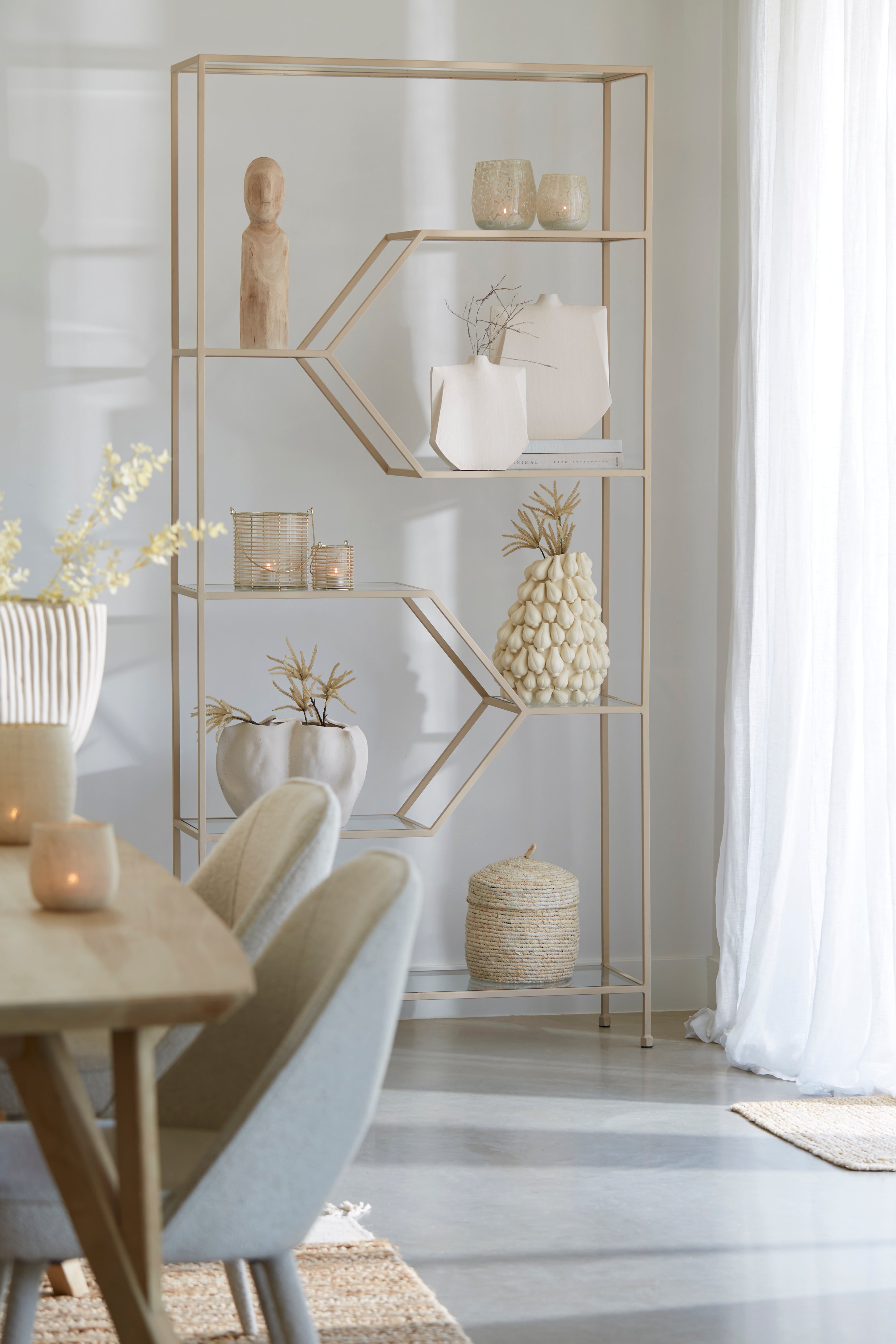 Ceramic Vase Cream Decorative Accent for Modern Interiors 33.5 x 33 x 22.5 cm