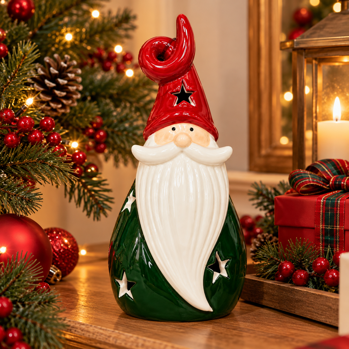 Ceramic Christmas Santa with LED Light