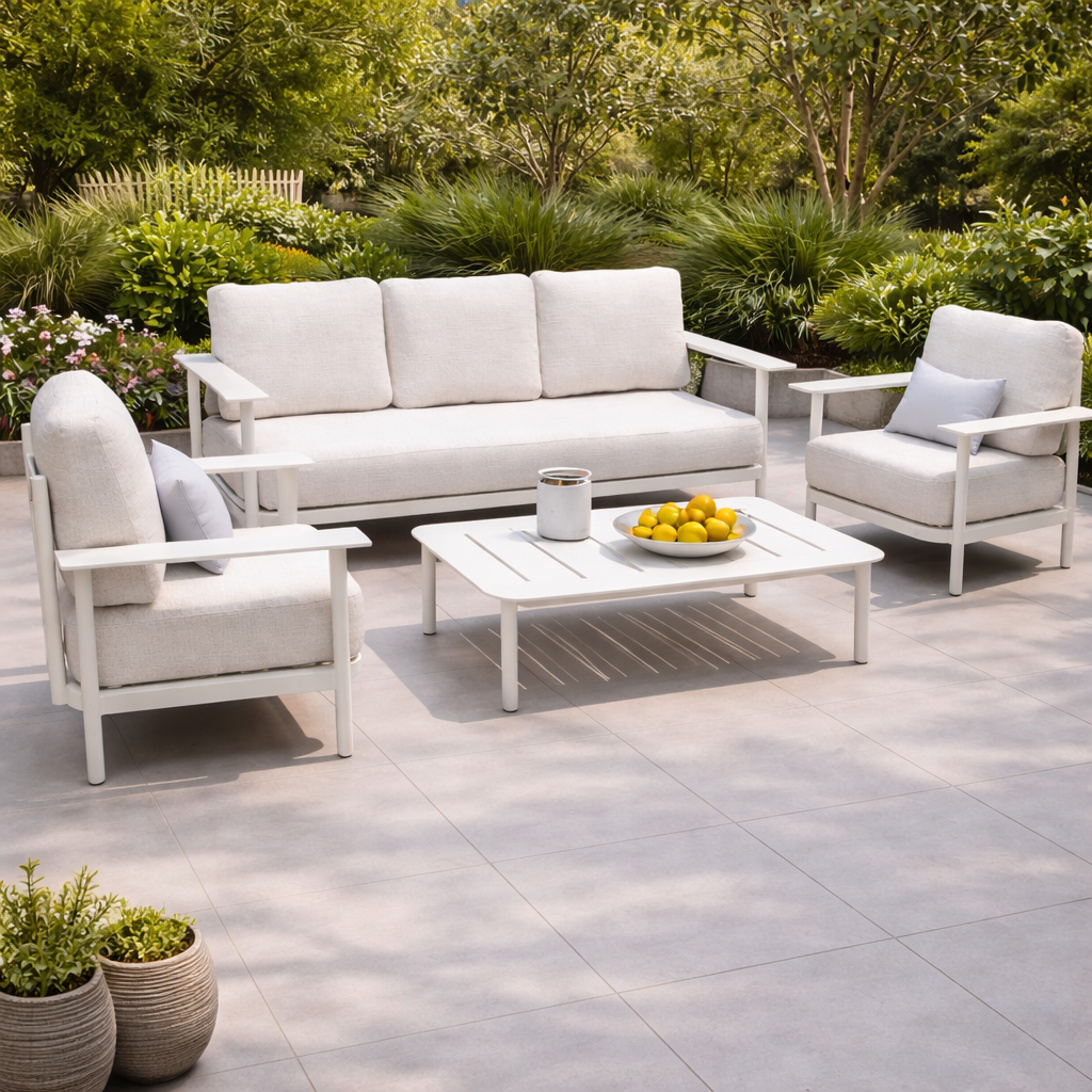 Modern Outdoor Sofa Set 3+1+1 with Table – Aluminum Frame