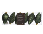 Pinecone Polystyrene Glitter Ornament, Pine Green, Gold Cap, 6pcs