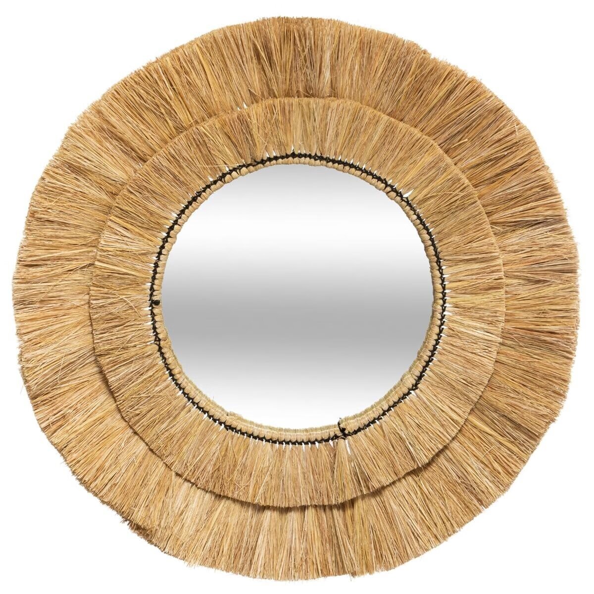 Raphia Wall Mirror with Raffia Frame - Alba