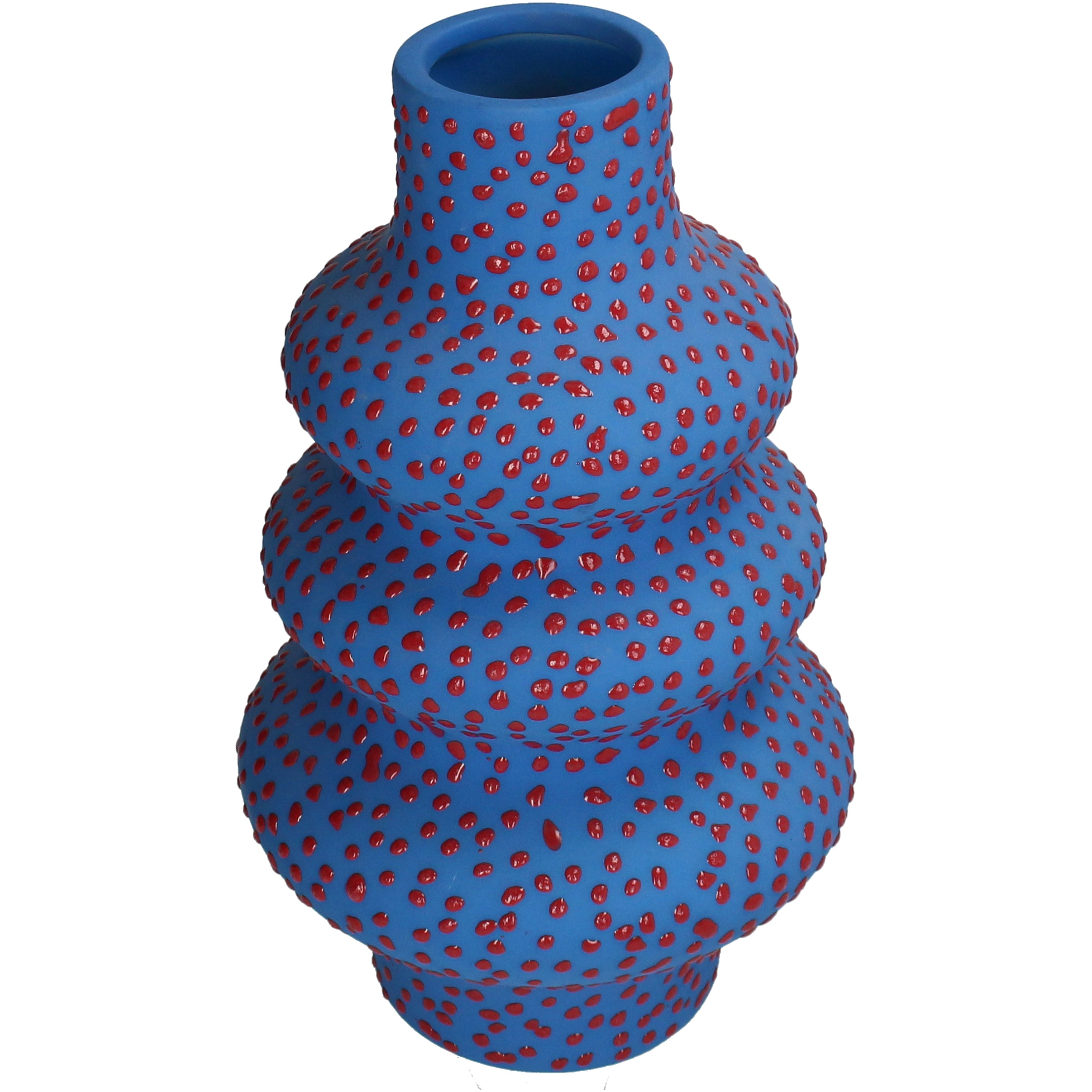 Spotted Stoneware Vase 32 cm Decorative Dot Accent Blue or Lilac