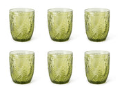 Leaf Pack Of 6 Glasses - 303 ML - Handmade Green Glass Cups