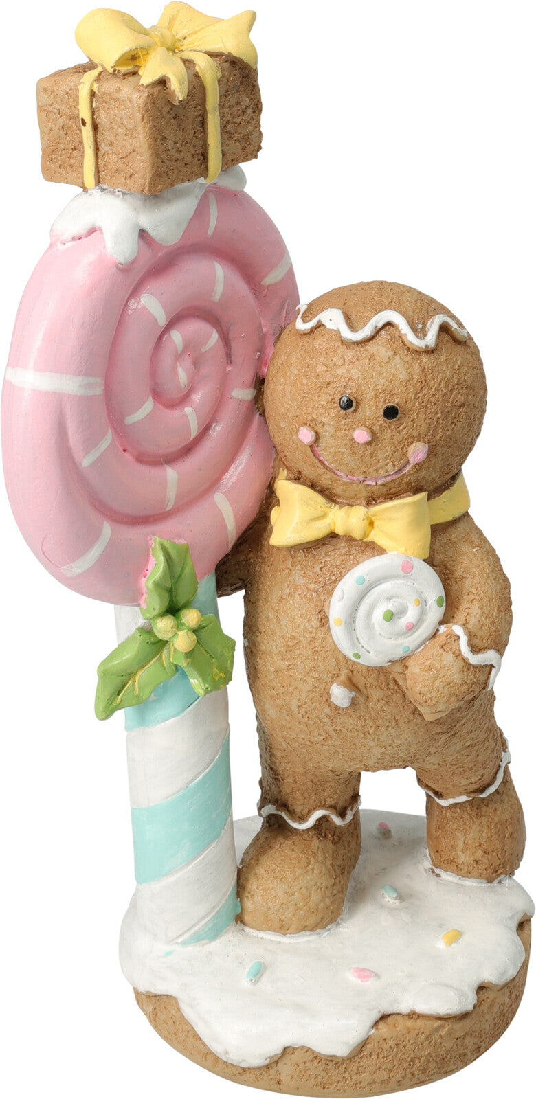 Gingerbread Decoration - Polyresin Figurine Candy Cane & Lolli Pop 20.5 cm