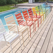 Metal Garden Recliner Armrest Chair Outdoor Stackable Patio Seating