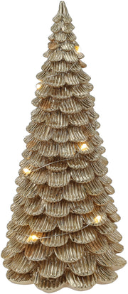 CHRISTMAS TREE WITH LED - Gold Polystone Tabletop Decoration