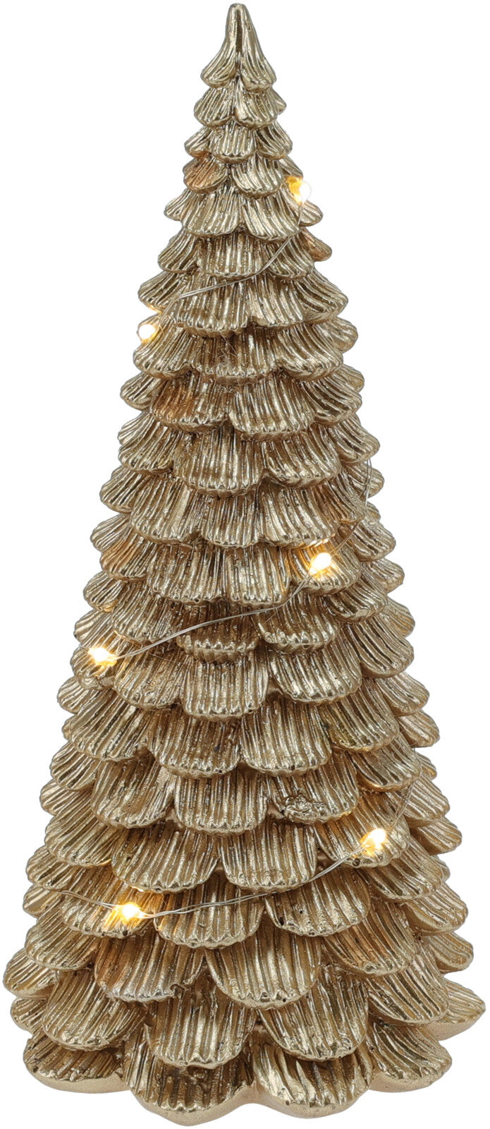 CHRISTMAS TREE WITH LED - Gold Polystone Tabletop Decoration