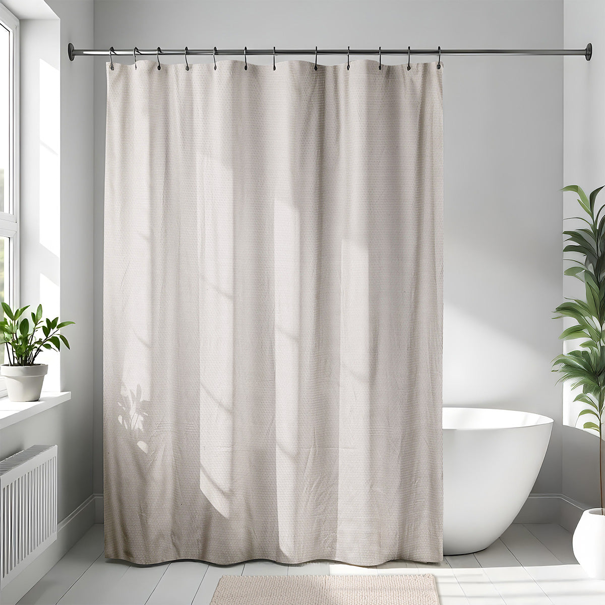 Microfiber Shower Curtain Cream 180 x 200 cm Soft Bathroom Accessory