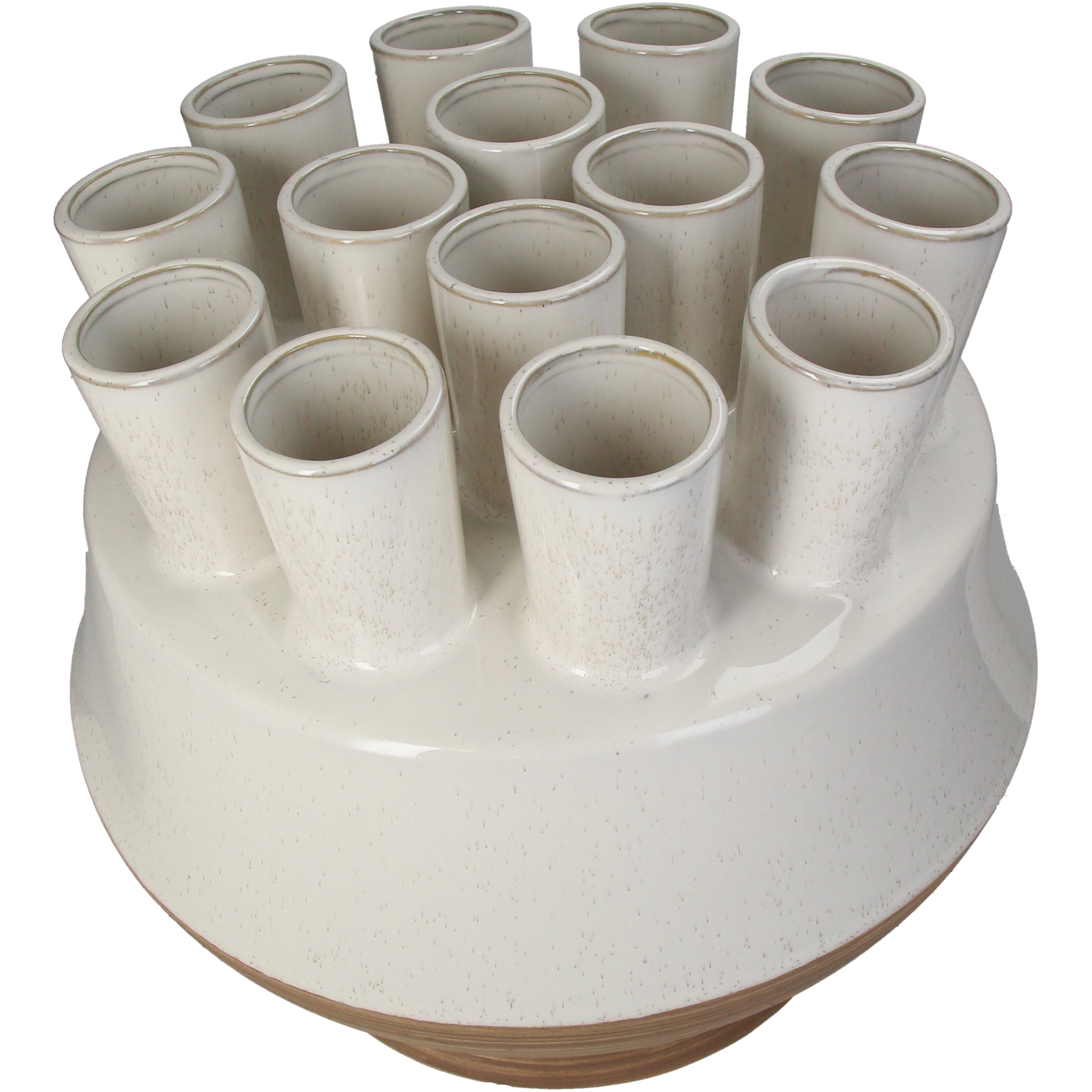 Vase Stoneware White Modern Multi-Tube Decorative Accent