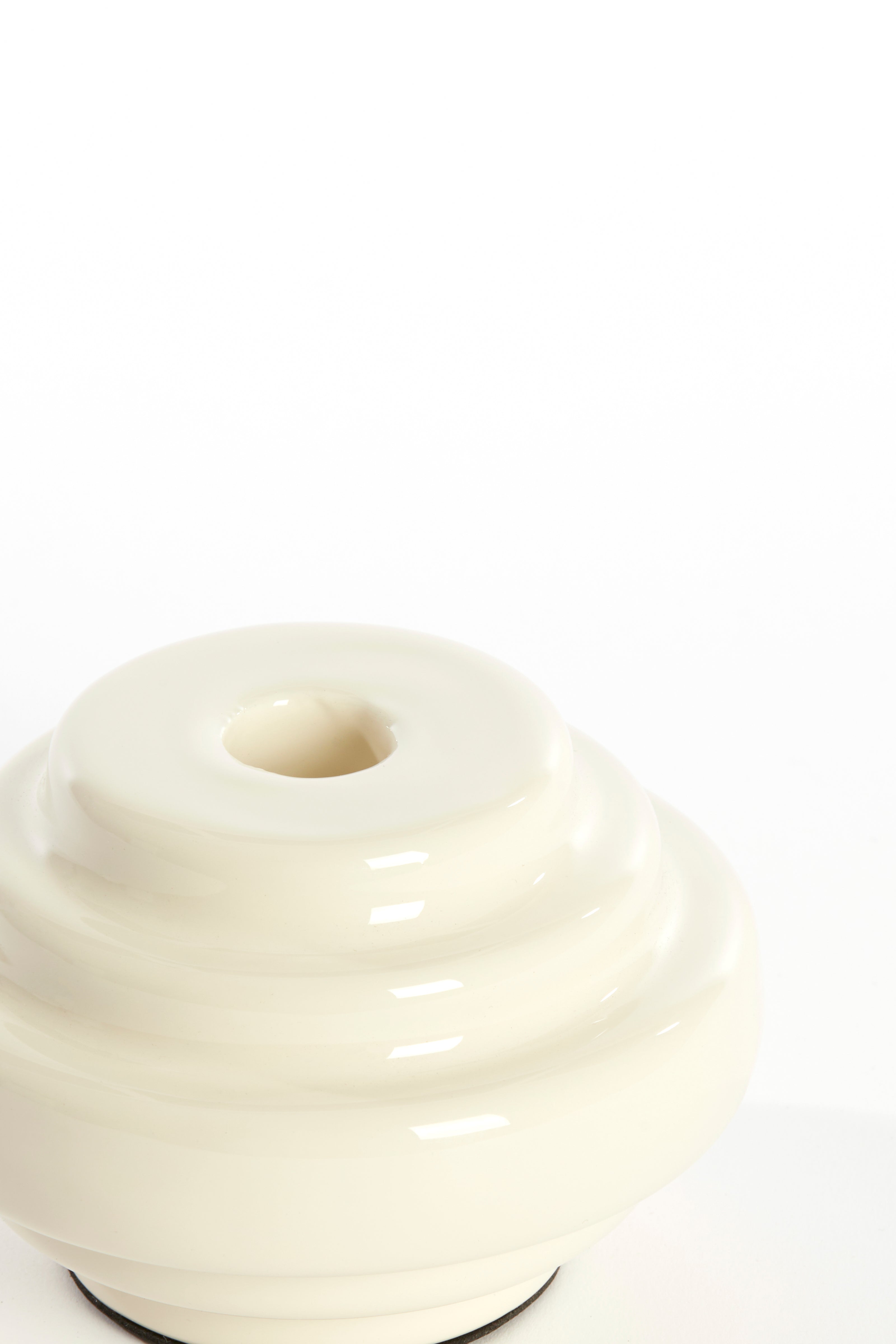 Candle Holder High Gloss Cream, Modern Ceramic Table Decor