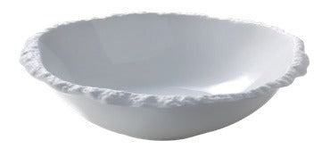 Porcelain Round Serving Bowl Calcaire Textured White Ceramic 20.5 x 16 cm