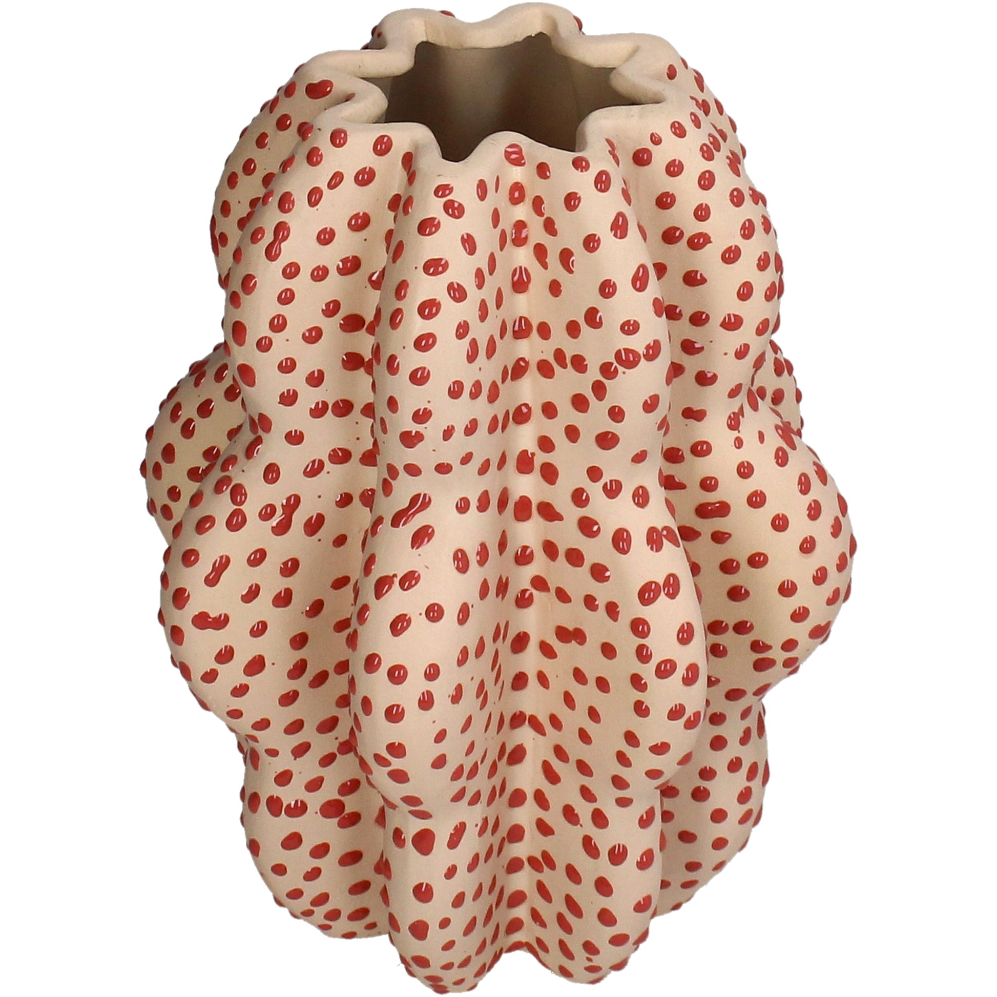Spots Stoneware Vase Decorative Ceramic 23.5 cm Beige Red