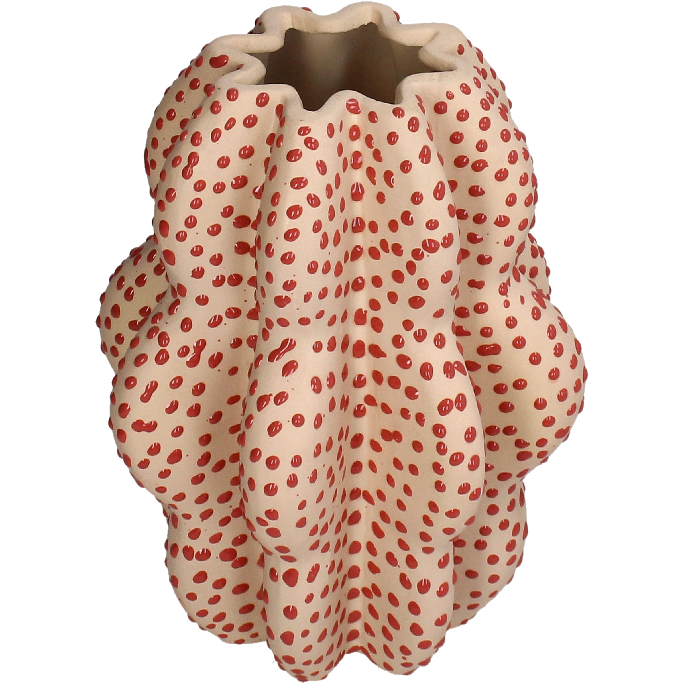 Spots Stoneware Vase Decorative Ceramic 23.5 cm Beige Red