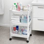 3-Tier Plastic Storage Trolley with Wheels 38x27x70 cm