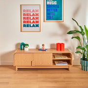 TV Stand Lee - 2 Doors 1 Shelf, Birch-Effect FSC Engineered Wood