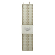 Set of 2 White Long Candles with Decorative Rings, Natural Wax, 25cm