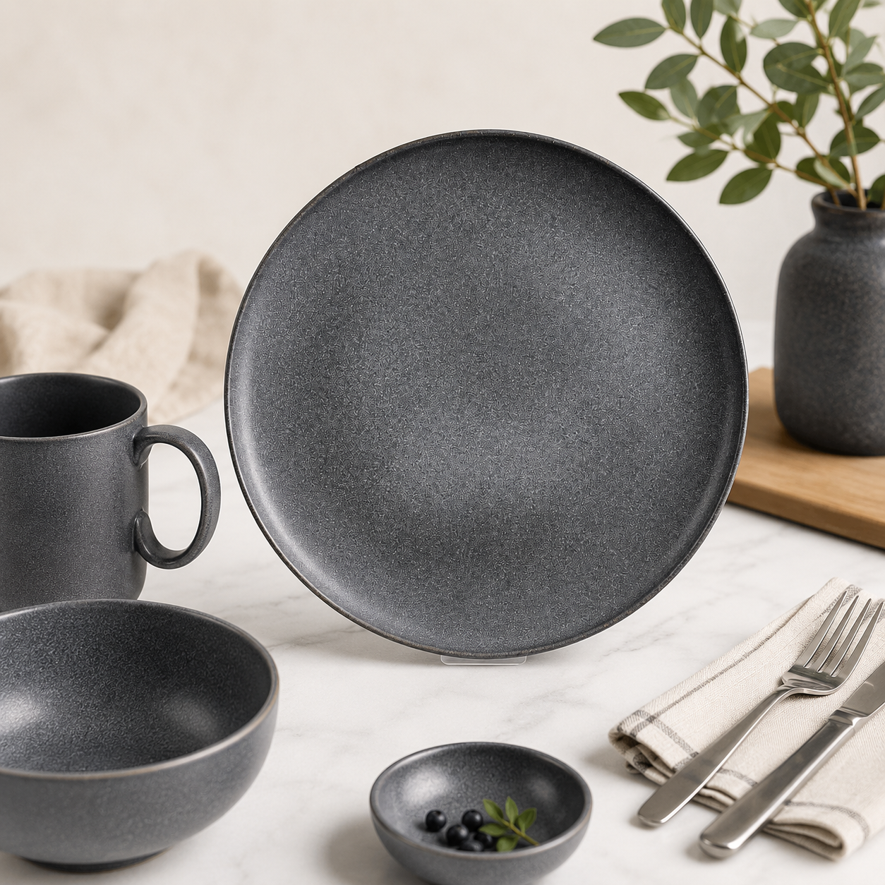Matt Dark Gray Pizza Plate 31 cm