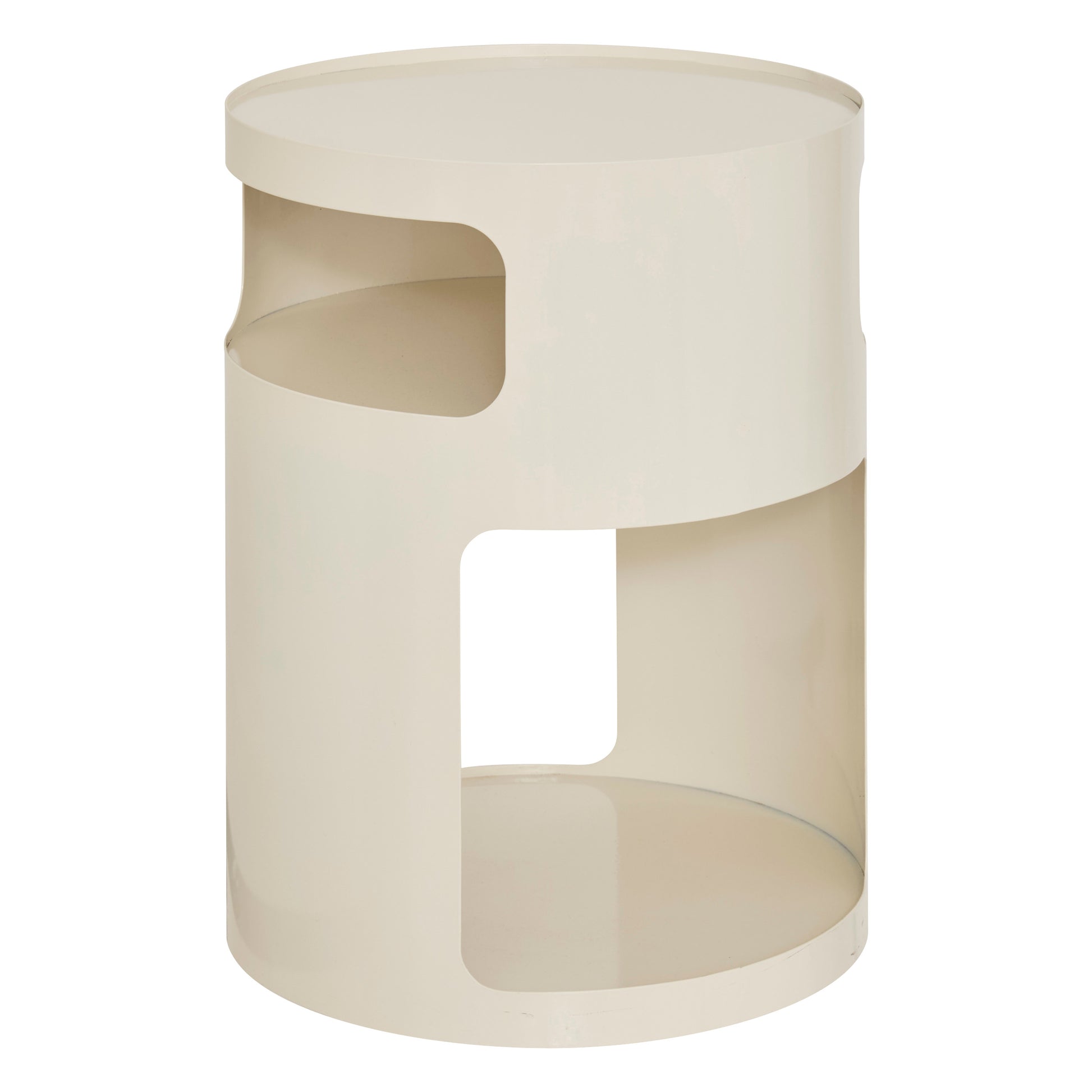Side Table "Ashdal" - Round Glossy Steel Frame, 2 Shelves, D32.5×H45 cm