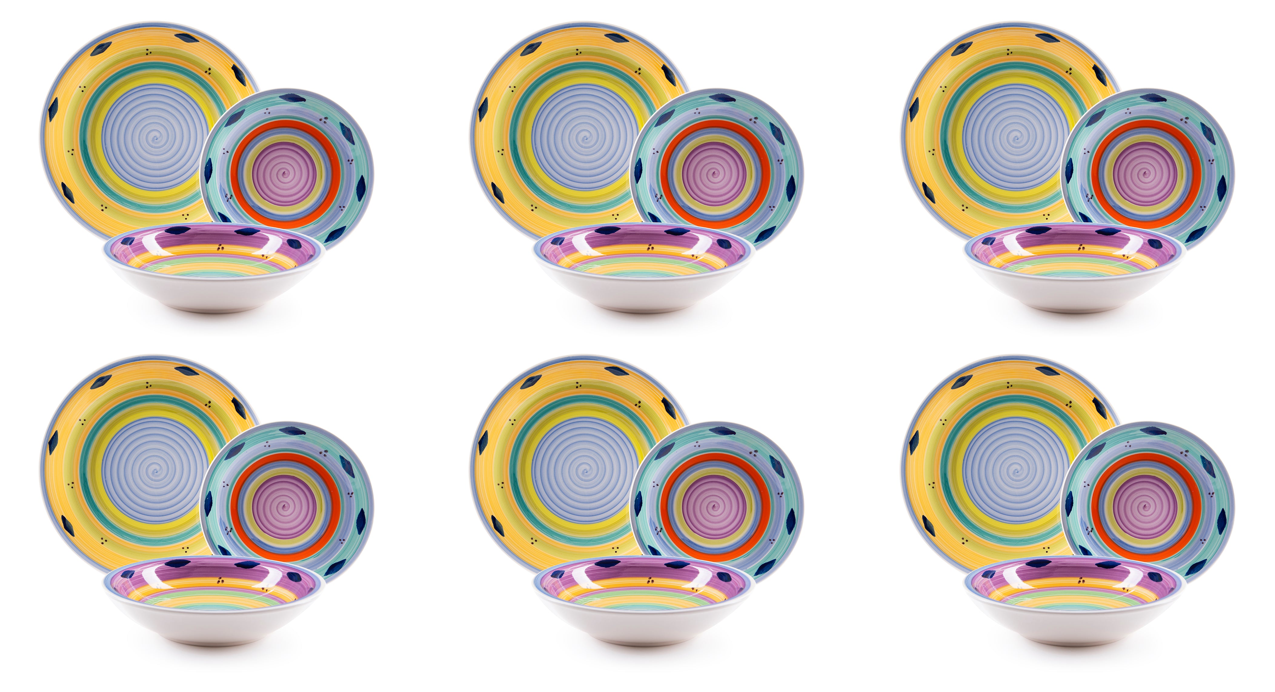 "ESPRIT" 18 PCS Dinner Set - Hand-decorated Ceramic Plates