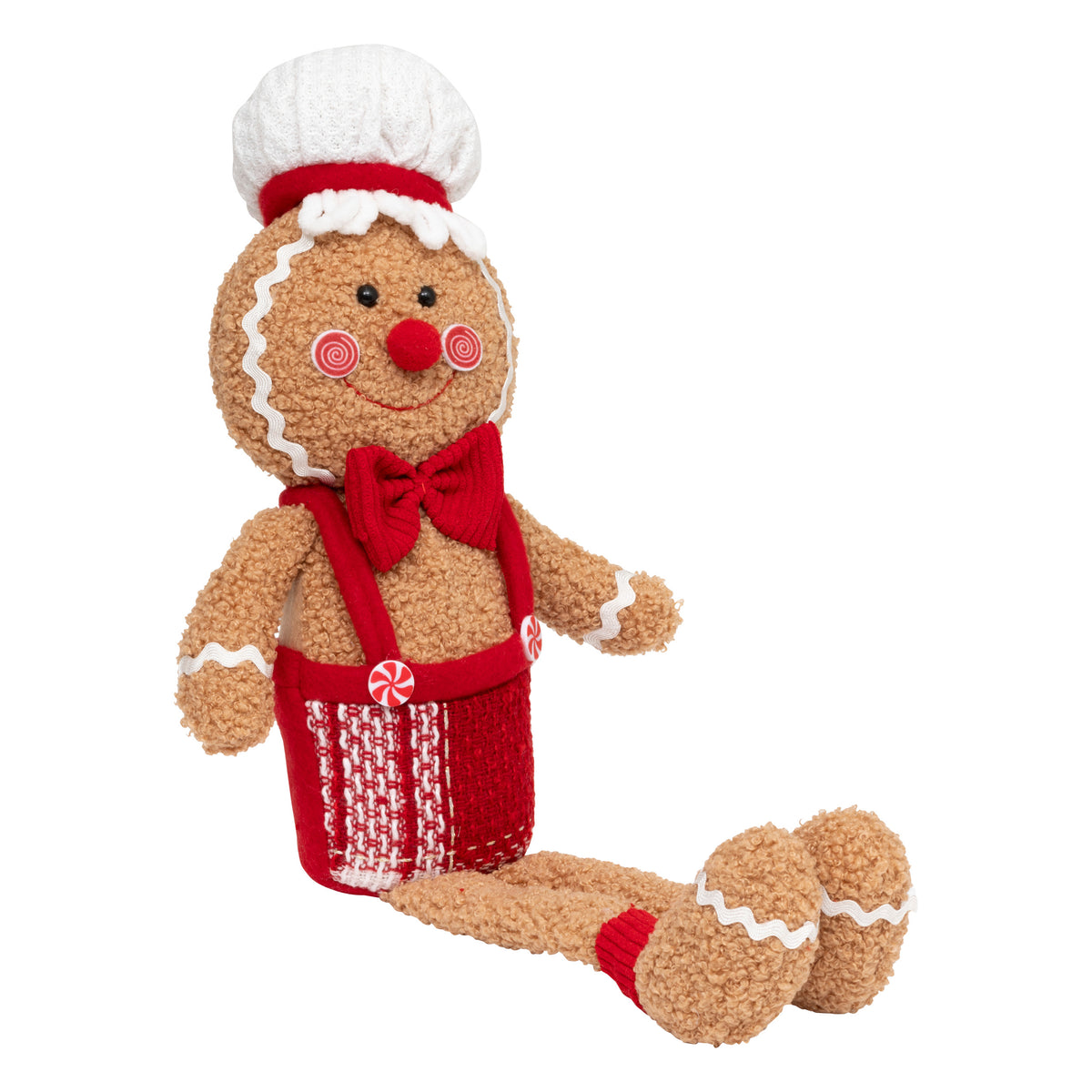 Seated Gingerbread, 50 cm tall - Plush Christmas Ornament, Red Outfit