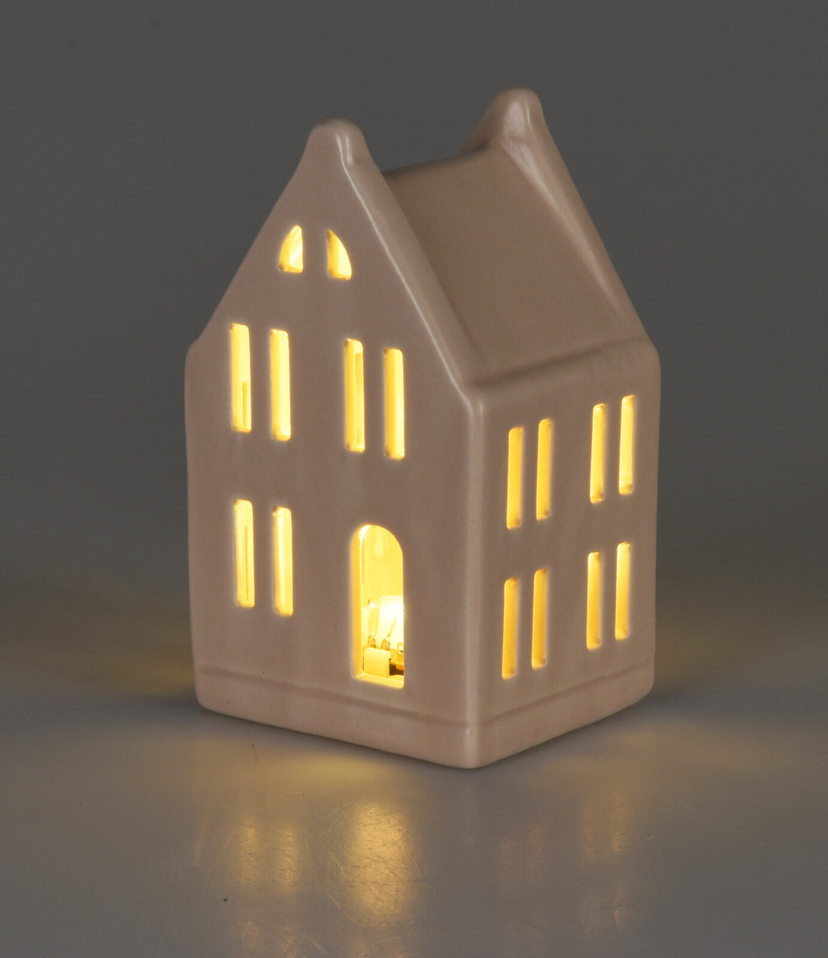 LED House Set of 3 Porcelain Decorative Lamps